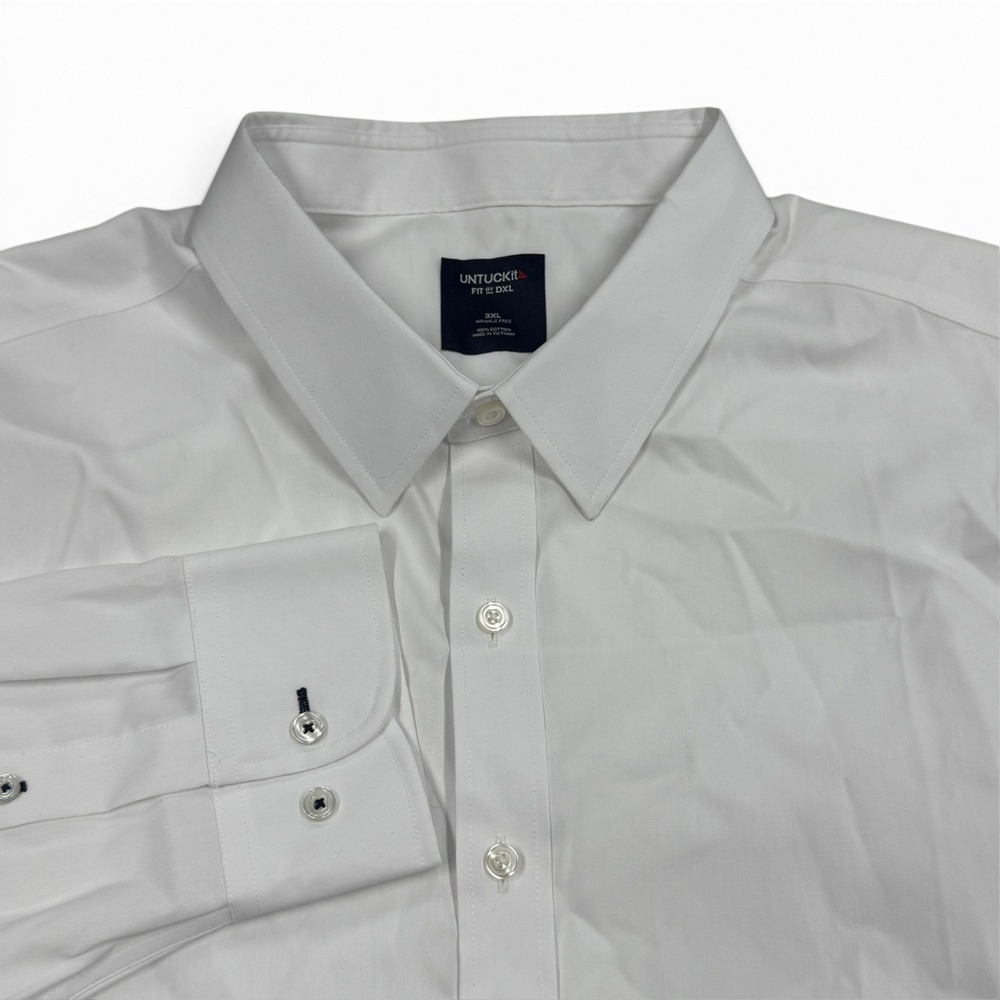 UNTUCKit Fit by DXL Mens 3XL White Wrinkle Free Cotton Button Down Shirt NWT